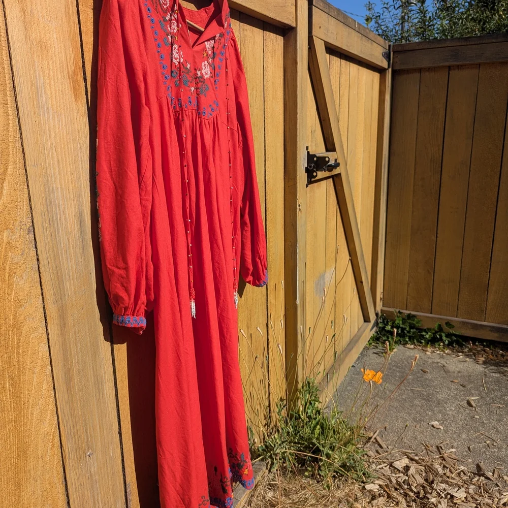 Farm Rio Red Embroidered Dress - Picture 5 of 7